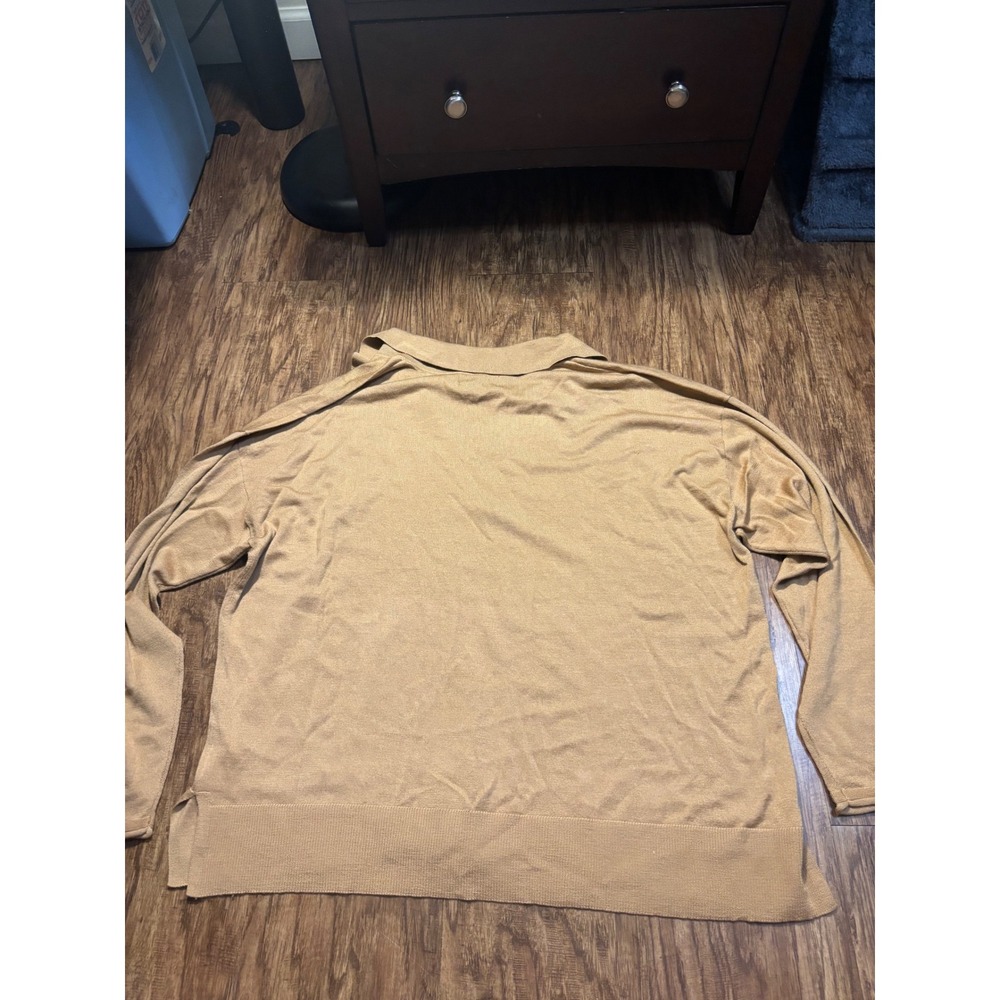 Banana Republic‎ Merino Wool Polo Sweater XXL 2xl Tan V-Neck Long Sleeve basic - Picture 6 of 7